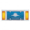 Stainless 1 License Plate Holder With Two 21 LED Rectangular Lights - Amber LED/Amber Lens