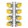 SS Front Air Cleaner Bracket With 8X 19 LED Beehive Lights & Visors For Peterbilt-Amber LED & Lens