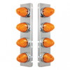 SS Front Air Cleaner Bracket With 8X 19 LED Beehive Lights & Bezels For Peterbilt-Amber LED & Lens