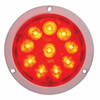 10 LED 4" Round Flange Mount Light (Stop, Turn & Tail) - Red LED/Red Lens