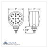 15 LED 3" Dual Function Reflector Double Face Light - Amber & Red LED/Clear Lens