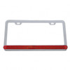Chrome License Plate Frame With 14 LED 12" Light Bar - Red LED/Red Lens