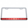 Chrome License Plate Frame With 14 LED 12" Light Bar - Red LED/Red Lens