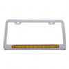 Chrome License Plate Frame With 10 LED 9" Light Bar - Amber LED/Amber Lens