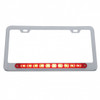 Chrome License Plate Frame With 10 LED 9" Light Bar - Red LED/Red Lens