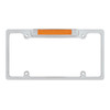 Chrome License Plate Frame With Auxiliary Light - Amber LED/Amber Lens