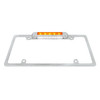 Chrome License Plate Frame With Auxiliary Light - Amber LED/Amber Lens