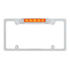 Chrome License Plate Frame With Auxiliary Light - Amber LED/Amber Lens