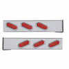 Chrome Flange Mount Rear Light Bar With Six 19 LED Oval Lights & Visors - Red LED/Red Lens