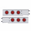 3-3/4" Bolt Pattern Deluxe SS Spring Loaded Bar W/6X 36 LED 4" Light & Visors -Red LED & Lens (Pair)