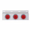 Stainless Top Mud Flap Plate With Three 10 LED 4" Lights & Visors - Red LED/Red Lens