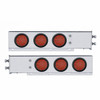 2-1/2" Bolt Pattern Chrome Spring Loaded Bar W/6X 12 LED 4" Reflector Lights -Red LED & Lens (2 Pack)