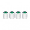 Chrome Round Valve Caps With Green Crystal (4 Pack)
