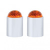 Stainless Bumper Guide Kit With Dome Lens Top - Amber Lens (Pair)
