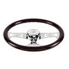 18" Lady Steering Wheel With Chrome Horn Bezel And Horn Button - Woodgrain