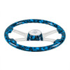 18" 4 Spoke Skull Steering Wheel With Matching Skull Horn Bezel - Blue