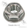 Flanged Lock Nut 6mm X 1.0 Pitch