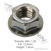 Flanged Lock Nut 8mm X 1.25 Pitch