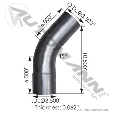 Exhaust Elbow 3.5in 45 Deg ID-OD ALZ