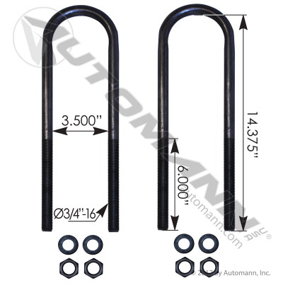 UBolt Kit RND 3/4in x 3-1/2in X 14.3/8in
