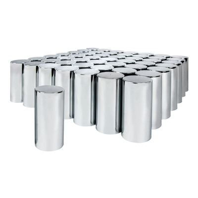33mm X 4-1/4" Chrome Plastic Tall Cylinder Nut Covers - Thread-On (60 Pack)