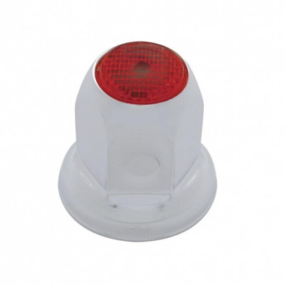 33mm X 2" Chrome Steel Reflector Nut Cover With Flange - Red