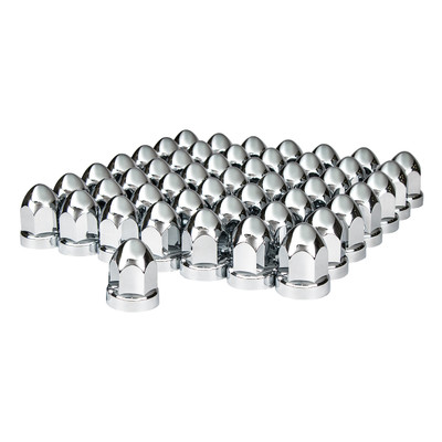 33mm X 2-3/4" Chrome Plastic Bullet Nut Covers - Push-On (60 Pack)