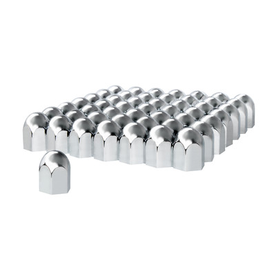 1-1/2" X 2-1/4" Chrome Plastic Standard Nut Covers - Push-On (60 Pack)