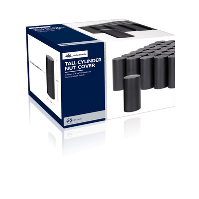 33mm x 4-1/4" Matte Black Tall Cylinder Nut Covers - Thread-On (60 Pack)