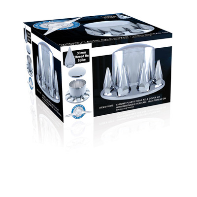 Chrome Dome Rear Axle Cover With 33mm Thread-on Spike Nut Cover