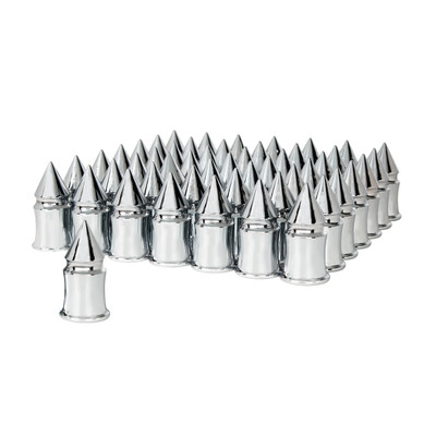 33mm X 4-3/8" Chrome Plastic V-Spike Nut Covers - Push-On (60 Pack)