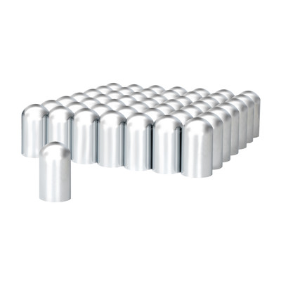 33mm X 3-3/4" Chrome Plastic Dome Nut Covers - Thread-On (60 Pack)