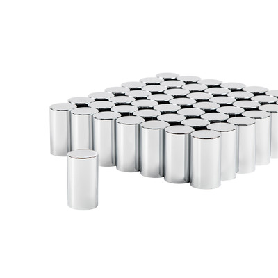 33mm X 3-1/2" Chrome Plastic Cylinder Nut Covers - Push-On (60 Pack)