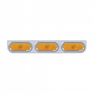 Stainless Light Bracket With Three 6" Oval Lights & Visors - Amber Lens