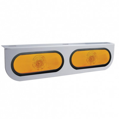 Stainless Light Bracket With Two 6" Oval Lights & Grommets - Amber Lens
