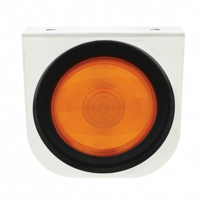 Stainless Light Bracket With 4" Light & Grommet - Amber Lens