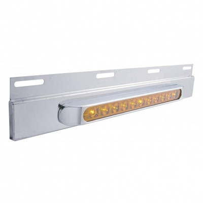 Stainless Top Mud Flap Plate With 11 LED 17" Light Bar & Bezel - Amber LED/Amber Lens