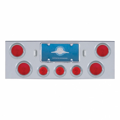 Chrome Rear Center Panel With Four 4" Lights & Three 2-1/2" Lights & Visors