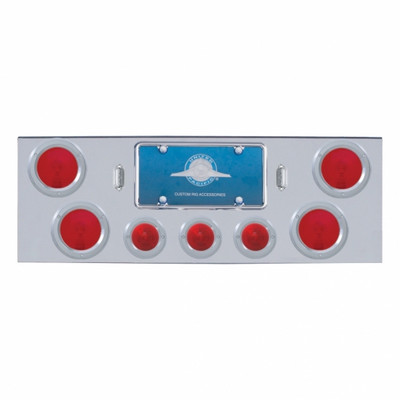 Chrome Rear Center Panel With Four 4" Lights & Three 2-1/2" Beehive Lights & Bezels