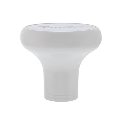 "Trailer" Deluxe Aluminum Screw-On Air Valve Knob With Stainless Plaque - Pearl White