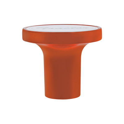 "Tractor" Aluminum Screw-On Air Valve Knob With Stainless Plaque - Cadmium Orange