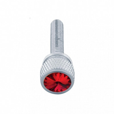 1-3/16" Long M6 Dash Screw With Crystal For Kenworth - Red Crystal(12 Pack)