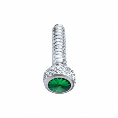 Chrome Short Dash Screw For Freightliner With Green Crystal (Bulk)