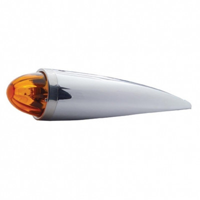 Chrome Die Cast Torpedo Cab Light With Watermelon Glass Lens & 1156 Bulb - Amber