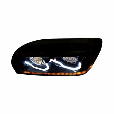 Blackout Projection Headlight With LED Turn Signal & Light Bar For Freightliner Century - Driver