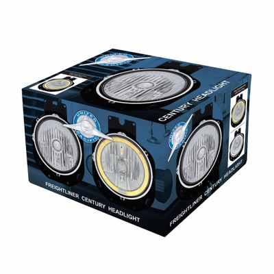 Crystal Headlight With White LED Halo Ring For 1996-2005 Freightliner Century