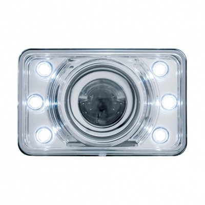 ULTRALIT - 4" X 6" Crystal Projection Headlight With 6 White LED Position Light - Low Beam