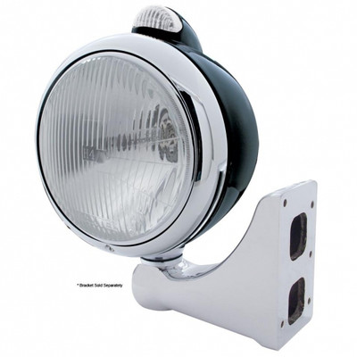 Black Guide 682-C Style Headlight H4 & LED Turn Signal - Clear Lens