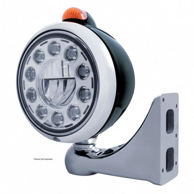Black Guide 682-C Headlight 11 LED Bulb & Dual Mode LED Signal - Amber Lens