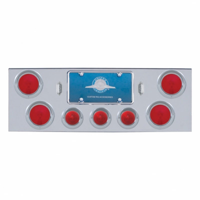 Chrome Rear Center Panel With Four 4" Lights & Three 2-1/2" Beehive Lights & Visors